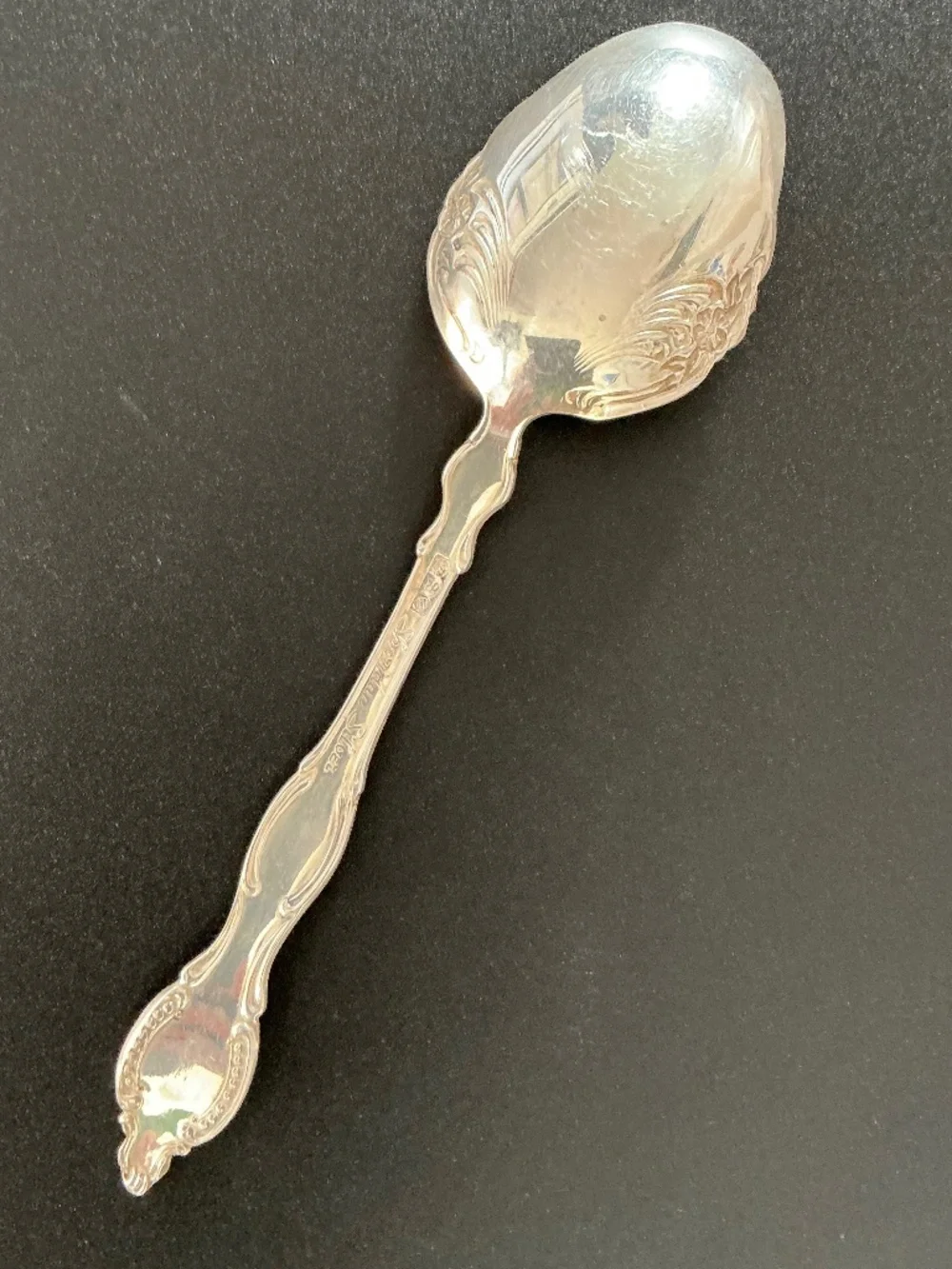 Vintage Sheridan Silver Co Ornate Silver Plated Large Buffet Serving Spoon